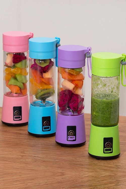 Rechargeable Portable Mini Juicer Blender – 6 Blades, 380ml Outdoor Juicing Cup [Random Color] With Box